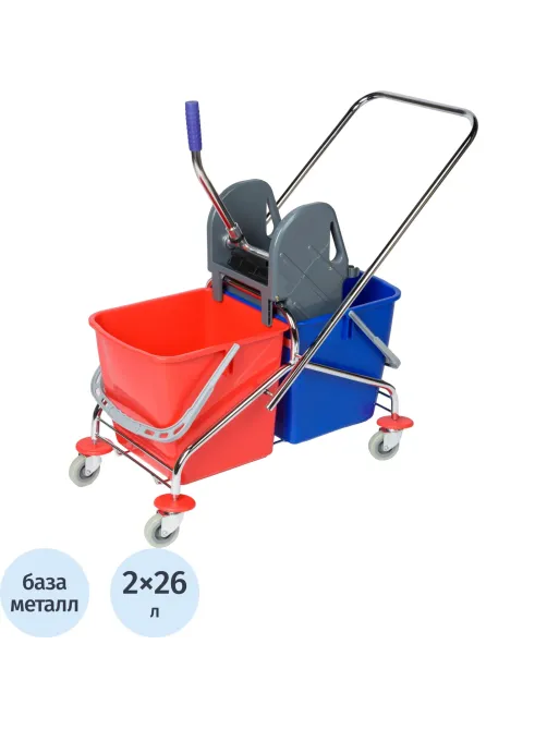 Тележка уборочная с отжимным прессом Luscan Prof 2х26л 86x41x90см