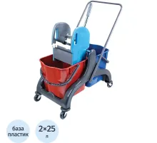 Тележка уборочная 2х25л пластик + отжим CK750