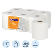 Полотенца бумажные д/дисп SoffiPRO Эконом+ 1сл ЦВ бел 280м 6рул/уп_10901548