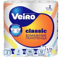 Полотенца бумажные Veiro Classic 2сл с тиснением  12м 2рул/уп_5п22