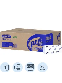 Полотенца бумажные Protissue Z-слож 1сл 200л/пач 28пач/кор_С446