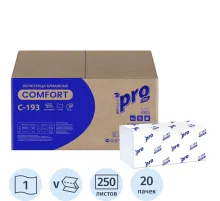 Полотенца бумажные д/держ Protissue V-слож 1сл 250л/пач 20пач/кор_C193