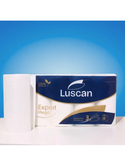 Полотенца бумажные Luscan Expert Mega 3сл, 8рул/уп, 12м