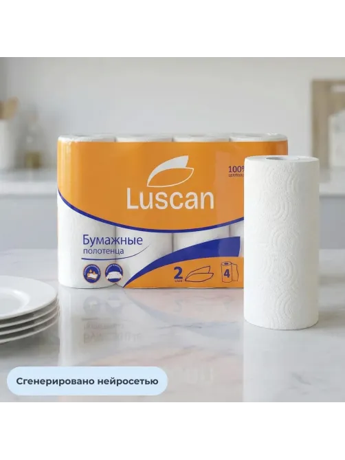 Полотенца бумажные LUSCAN 2-сл.,с тиснением, 4рул./уп.