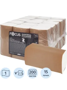 Полотенца бумажные д/дисп FocusSmart Vсл 1сл 200л 15пач/уп_5103195/50204108