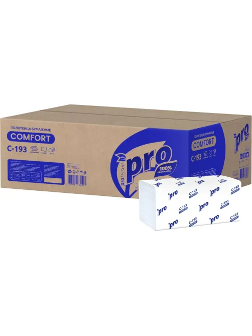 Полотенца бумажные д/держ Protissue V-слож 1сл 250л/пач 20пач/кор_C193