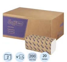 Полотенца бумажные д/дисп SoffiPRO Премиум V-сл 2сл 200шт 20пач/уп_10901422