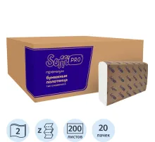 Полотенца бумажные д/дисп SoffiPRO Премиум Z-сл 2сл 200шт 20пач/уп_10901358