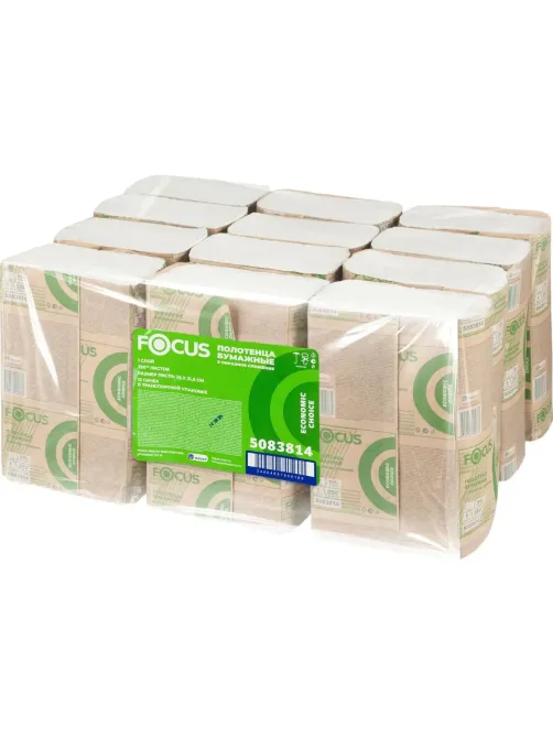Полотенца бумажные д/дисп. FOCUS Eco Z-сл 1сл 24х21,5см 250л/12пач/уп
