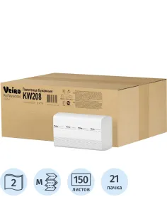 Полотенца бумажные W-сл Veiro Professional 2сл 150лист 21 пач/уп KW208_УГМК