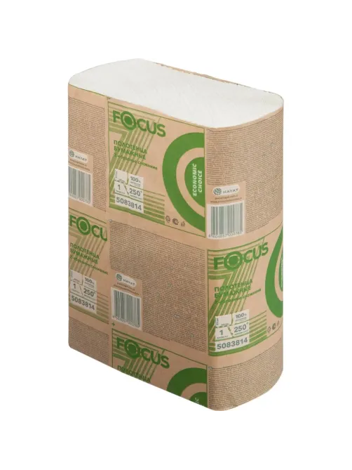 Полотенца бумажные д/дисп. FOCUS Eco Z-сл 1сл 24х21,5см 250л/12пач/уп