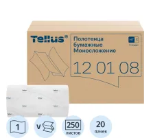 Полотенца бумажные д/держ. Торк/Tellus Н3 Стандарт 1сл.250лx20пач/уп 120108