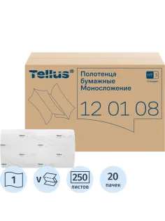 Полотенца бумажные д/держ. Торк/Tellus Н3 Стандарт 1сл.250лx20пач/уп 120108