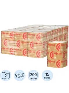 Полотенца бумажные д/дисп FocusPremium2сл 200л15пач/уп_5083739/50202900_п/э