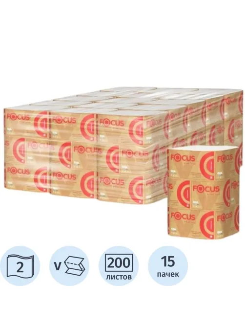 Полотенца бумажные д/дисп FocusPremium2сл 200л15пач/уп_5083739/50202900_п/э