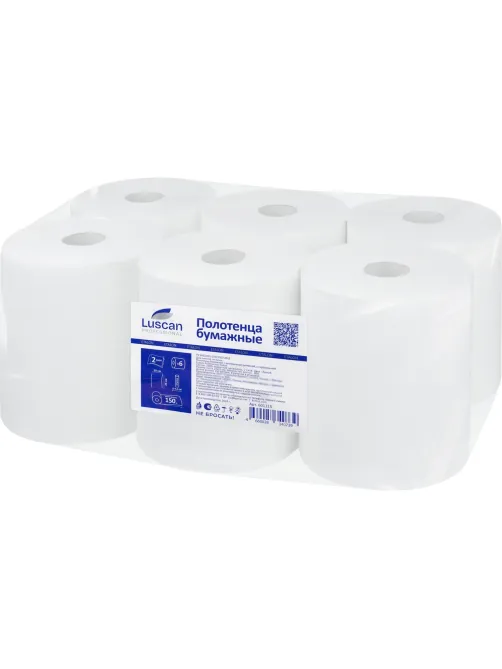 Полотенца бумажные д/дисп. Luscan Professional с ЦВ 2слбелцел150м 6рул/уп