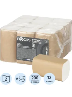 Полотенца бумажные д/дисп Focus Smart Vсл 2сл 200л12пач/уп_5103194/50204107