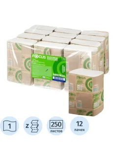 Полотенца бумажные д/дисп. FOCUS Eco Z-сл 1сл 24х21,5см 250л/12пач/уп