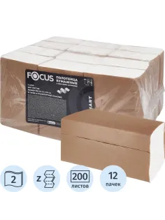 Полотенца бумажные Focus Smart H2 Zсл 2сл 200л 12пач/уп_5103017/50204096