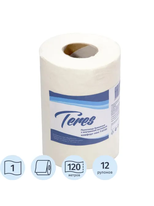Полотенца бумажные д/держ.Терес Комфорт мини ЦВ 1сл.120м 12рул Т-0130