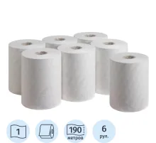 Полотенца бумажные д/дисп в рул KKEssential Slimroll 1сбел 190м 6р/уп 6695
