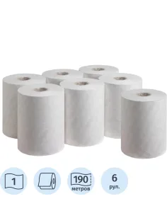 Полотенца бумажные д/дисп в рул KKEssential Slimroll 1сбел 190м 6р/уп 6695