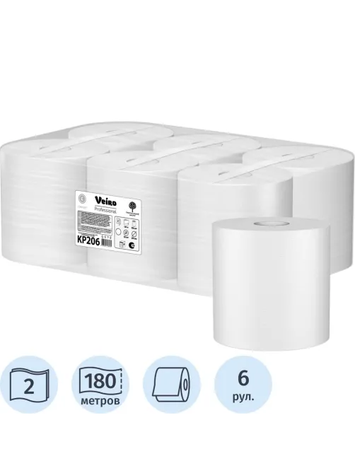 Полотенца бумажные Veiro Professional Comfort с ЦВ 2сл 180м 6рул/уп KP206
