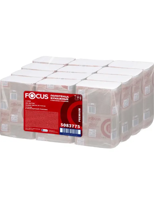 Полотенца бумажные д/дисп. FOCUS Premium Z-сл 2 сл 24х20см 200л/12пач/уп
