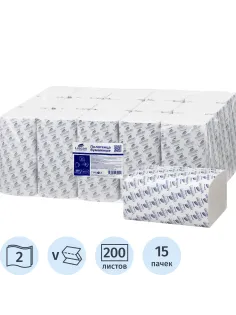 Полотенца бумажные д/дисп. Luscan Professional Vслож 2сл белцел200л15пач/уп
