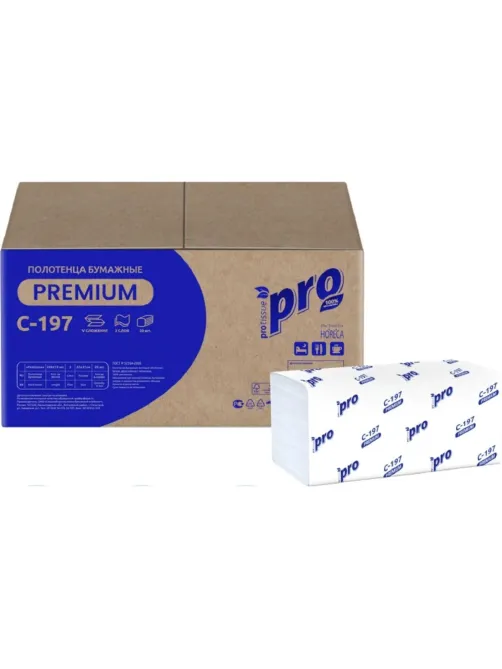Полотенца бумажные д/держ Protissue V-слож 2сл 200л/пач 20пач/кор_C197
