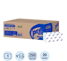 Полотенца бумажные д/дисп Protissue V-слож 1сл 250л/пач 20пач/кор_C192