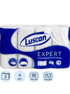 Полотенца бумажные Luscan Expert 3сл с тиснением и перф 4шт/уп