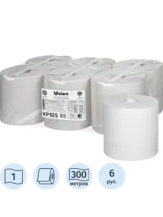 Полотенца бумажные в рул c ЦВ Veiro Professional Basic 1сл300м 6шт/уп KP105