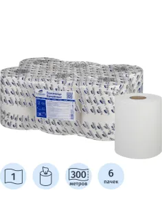 Полотенца бумажные д/дисп. Luscan Professional 1слперф 300м 6рул/уп