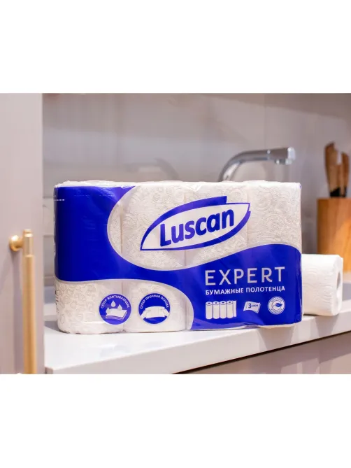 Полотенца бумажные Luscan Expert 3сл с тиснением и перф 4шт/уп
