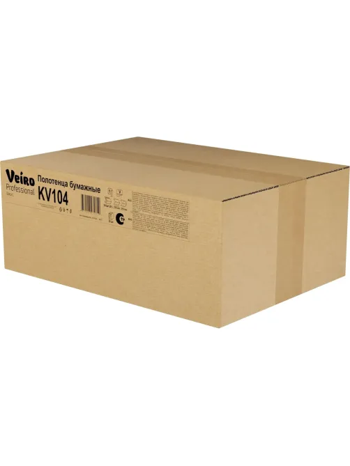 Полотенца бумажные д/дисп Veiro Prof Basic 1сл 250лx20пач/кор V-слож KV104