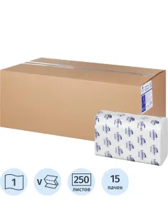 Полотенца бумажные д/дисп. Luscan Professional Vслож1слбелцел250л15пач/уп