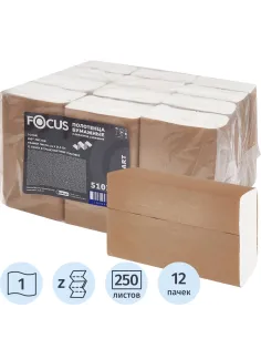 Полотенца бумажные д/дисп FocusSmart Zсл 1сл 250л 12пач/уп_5103005/50204094
