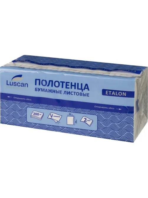 Полотенца бумажные д/дисп. Luscan Professional Vслож 2сл белцел200л18пач/уп