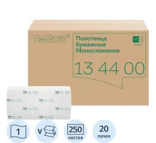 Полотенца бумажные д/диспенсеров Tellus ZZсл 1сл Н3/НТ3 250л 20шт/уп_134400