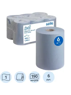 Полотенца бумажные д/дисп KK Scott Essential 190м 1сл синий 6рул/уп 6696