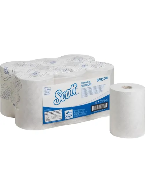 Полотенца бумажные д/дисп в рул KKEssential Slimroll 1сбел 190м 6р/уп 6695
