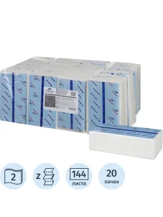 Полотенца бумажные д/дисп. Luscan Professional Z слож2 сл144л20пач/уп