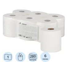 Полотенца бумажные д/дисп SoffiPRO Эконом 1сл ЦВ бел 280м 6рул/уп_10901547