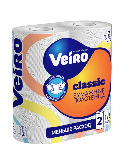 Полотенца бумажные Veiro Classic 2сл с тиснением  12м 2рул/уп_5п22