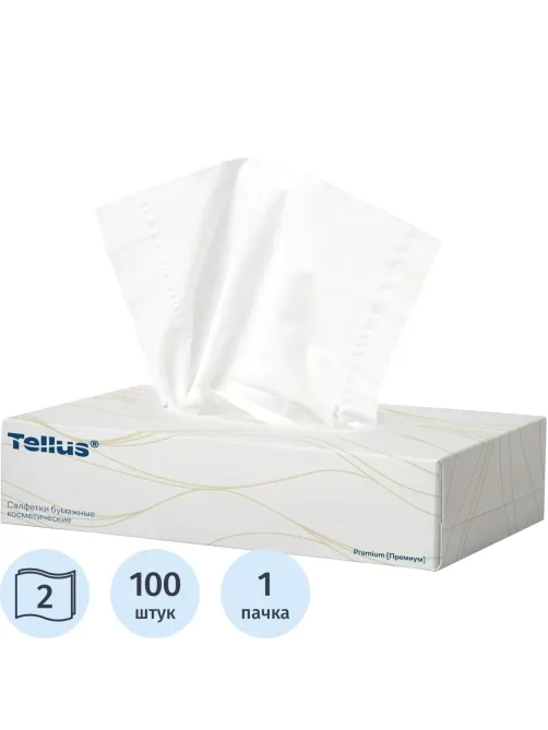 Салфетки косметические Торк/Tellus F1 д/лица 2сл. 100шт/уп 120380