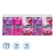 Носовые платочки Papia 3 сл.10лx10 пач/уп