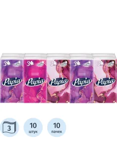 Носовые платочки Papia 3 сл.10лx10 пач/уп
