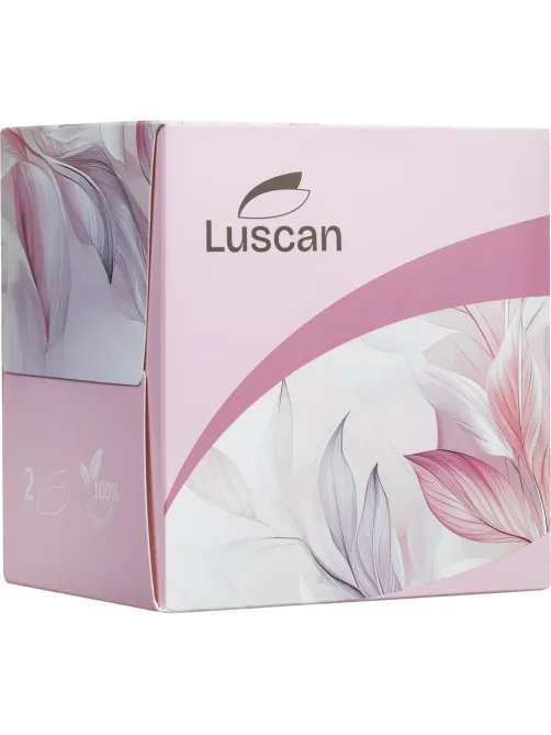 Салфетки косметические Luscan 2сл 90шт/уп в кубе белые