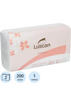 Салфетки косметические в пленке LUSCAN 2сл. 200 листов